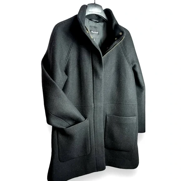 Madewell Estate Cocoon Coat in Insuluxe Fabric, Wool | Size Small, Black NEW - Picture 4 of 10